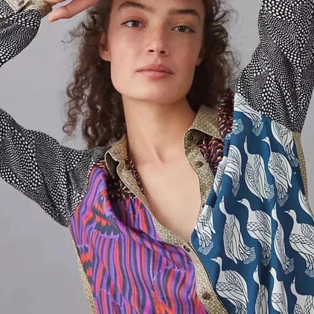 MAEVE Patterned Button-down Blouse - image 2